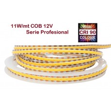 Tira LED 5 mts Flexible 12V 55W COB con corte cada 10mm IP20 Blanco Frío, Serie Profesional